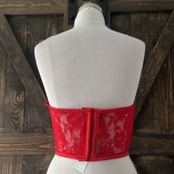 NWT Daisy corsets Lavish Red Sheer Lace Underwire Waist Cincher Corset - Picture 7 of 15